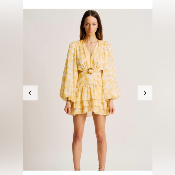 Torn by Ronny Kobo Dresses & Skirts - Torn by Ronny Kobo Yellow and Cream Mini Dress
